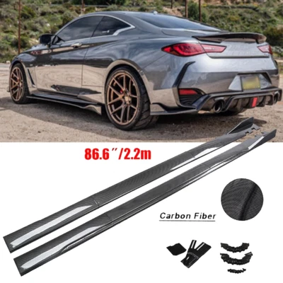 For Infiniti Q60 Q70 86.6" Carbon Style+Side Skirts+Rocker Panel Lip - Imagem 1 de 4