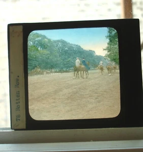 Antique Magic Lantern Slide - ROTTEN ROW LONDON ENGLAND - Color - Bild 1 von 2