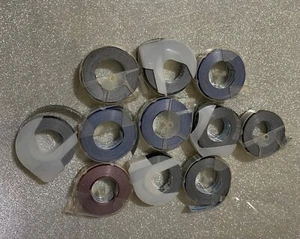 10 ROLLS VINTAGE DYMO LABELING TAPE BLACK, RED AND BLUE - Picture 1 of 1