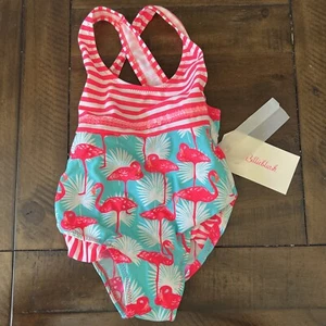 NWT Billieblush Designer France Girls Bikini Swimsuit Pink Size 4 Flamingo - Picture 1 of 3