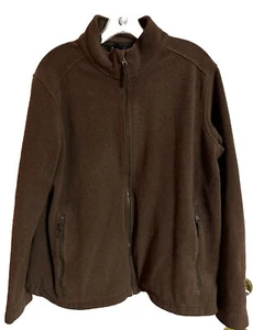 Lands' End - Men's Large (42-44) Brown Fleece Full Zip Jacket W/ Inside pockets - Picture 1 of 5