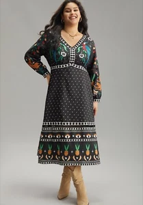 NWT Bloomchic Bandana Floral Animal Print Bohemian Dress Plus Size 26 - Picture 1 of 8