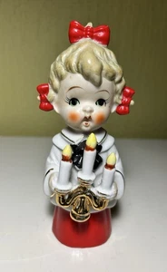 De colección MCM Japón Cerámica Navidad Coro Coleta Niña Estatuilla Sosteniendo Vela - Imagen 1 de 7