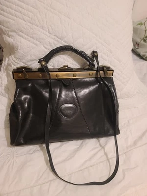 SAC A MAIN VINTAGE CUIR NOIR MEDECIN - Photo 1/4