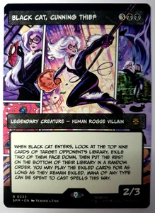 MTG Marvel Spider-Man - Black Cat, Cunning Thief - Borderless Rare - 0222 NM - Foto 1 di 1
