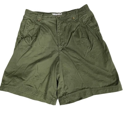 Pantalones Cortos Ciervo Blanco Para Mujer 14 Verde Plisado Tiro Alto Bermudas Caminar Algodón Foto 1 de 4