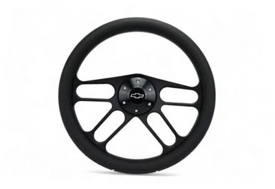 14" Billet Negro Aluminio Músculo - Media Envoltura 6 Agujeros Volante Envoltura Negra Foto 1 de 3