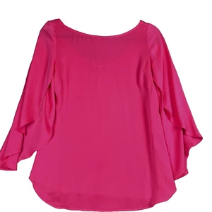 MILLY Tops Women Size 2 Silk Blend Blouse Blush Pink3/4 Bell-Sleeve - Picture 1 of 12