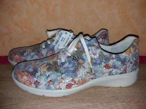 Naturläufer Schnürschuh NEU Gr. 9,5 43,5 H bunt Leder & floral für Einlagen - Bild 1 von 5