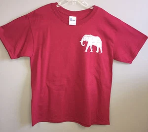 Youth Crimson Short Sleeve Tee with White Distressed Elephant - Picture 1 of 3