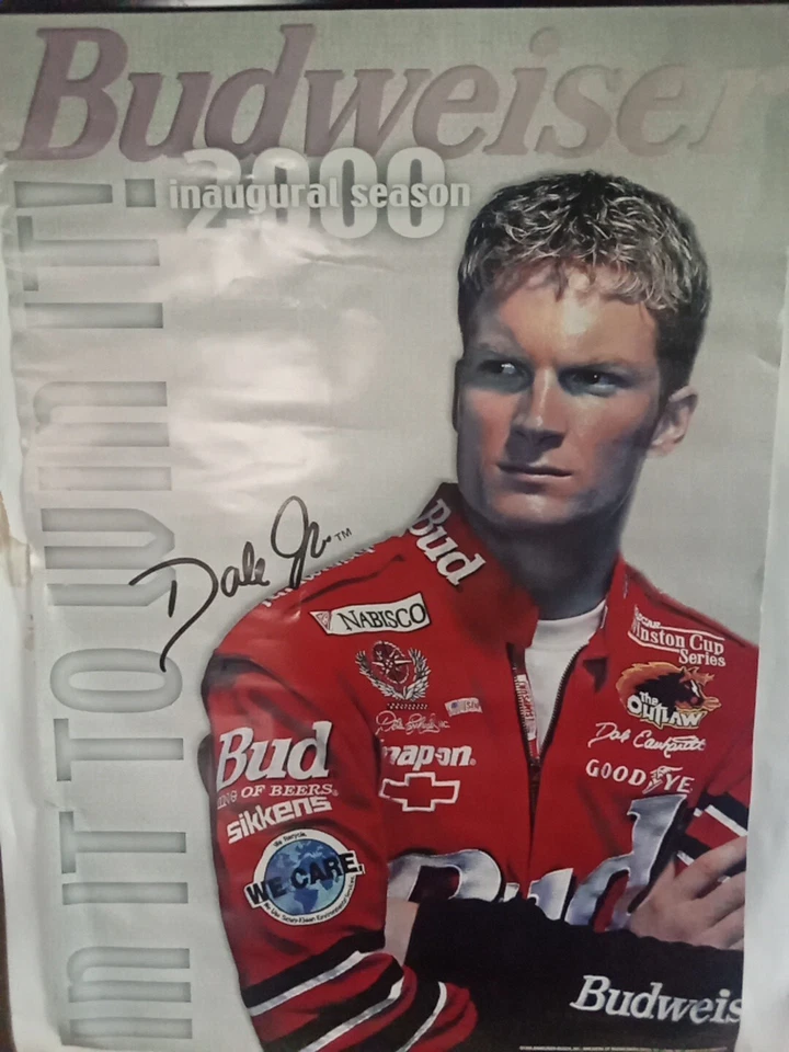 Póster de carreras raro firmado por Dale Earnhardt Jr Budweiser Foto 1 de 1