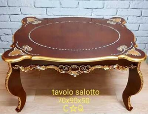 TAVOLINO DA SALOTTO RETTANGOLARE IN LEGNO NOCE E ORO CON STRASS - Imagen 1 de 1
