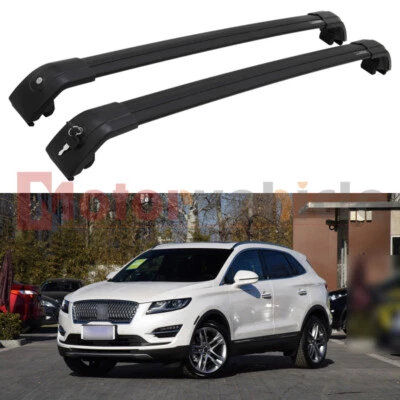 US Stock For Lincoln MKC 2015-2019 Black Lockable Cross Bars Roof Rack Rails - Image 1 of 4