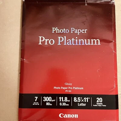 Фотобумага Canon Pro платиновая 8,5 x 11 глянцевая белая упаковка 20 шт. 2768B022 открытая - Изображение 1 из 3