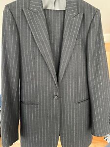 Oliver Brown Carlyle Suit Chalk-Stripe Flannel Charcoal 36R RRP 675