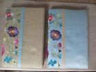 Pair of Unused Past Times Mini Fabric Plain Paper Note Books-Embroidered Spines