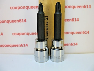 Craftsman 44369, 44371 3/8" Drive P-1 , P-2 Phillips Bit Sockets - Brand New - Image 1 of 4