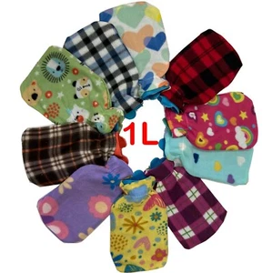 1L Natural Rubber Hot Water Bottle With Fleece Knitted Cover Design Cold Night - Picture 1 of 16