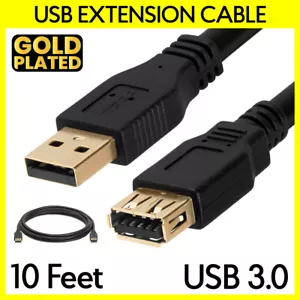 Cavo Prolunga USB 3.0 10FT Nero Super Velocità Cavo USB Maschio a Femmina Prolunga - Foto 1 di 3