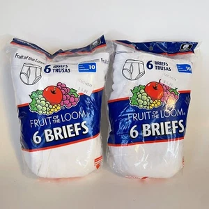 2 Packs Fruit of the Loom 6 Pack Boy's White Cotton Briefs Size 10 NEW 2002 - Picture 1 of 6
