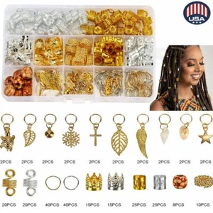 238PCS Hair Jewelry Braid Rings Cuff Decor Pendants Dreadlocks Beads Accessories - Picture 1 of 12