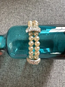 Vintage Eisenberg Ice Double Row Pearl And Rhinestone Bracelet Beautiful! - Picture 1 of 9