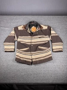 Urban Equipment Jacket Mens Small Western Twill Rug Striped Collared Leather - Picture 1 of 14