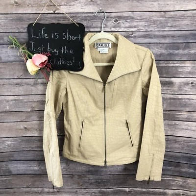 Chaqueta Carlisle Mujer Talla 2 Estampado Serpiente Cremallera Manga Larga Tostado***52 Foto 1 de 4