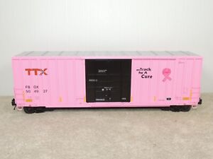 Atlas O 3007419-1 TTX (on track for a cure) 50' Gunderson High Cube Boxcar 