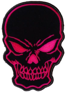 Schwarz Pink Totenkopf Aufnäher - 3x4,25 Zoll - P6330 - Bild 1 von 5