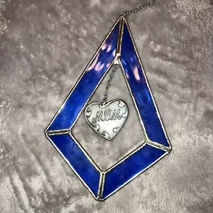 Blue Stain Glass Mom Ornament Wall Hanging Window Ornament - Picture 1 of 8