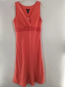 New York & Company Leinenmischung Kleid Größe 8 lachsorange neu mit Etikett 050 - Bild 1 von 7