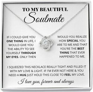 To my beautiful Soulmate Necklace for Women With Message Card Love Knot Necklace