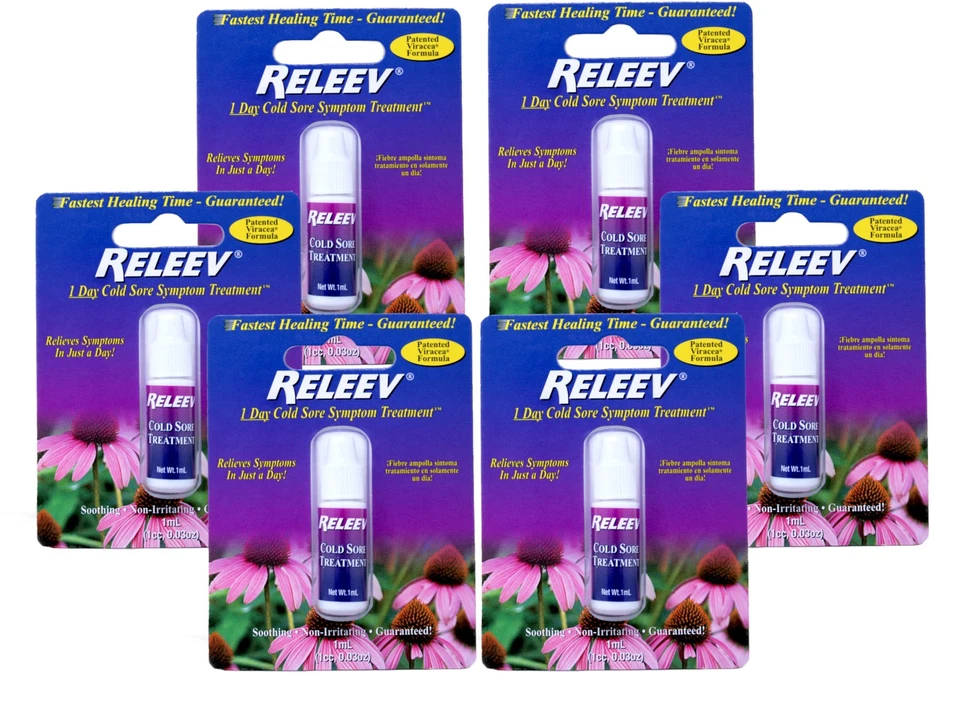 RELEEV 1 Day Cold Sore Symptom Treatment 1ml Viracea Formula X 2