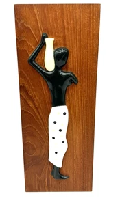 Arte de pared moderno de mediados de siglo, teca, Peter Muller SGRAFO 3D porcelana con Alemania - Imagen 1 de 9