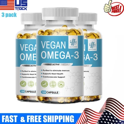 3xOmega3 Oil Capsules 3x Strength 1200mg EPA&DHA Vegan Pills Joint Support Foto 1 de 4