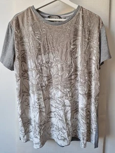 M&S Crushed Velvet Top UK 16 Grey Short Sleeve Casual Work Summer Holidays - Picture 1 of 8
