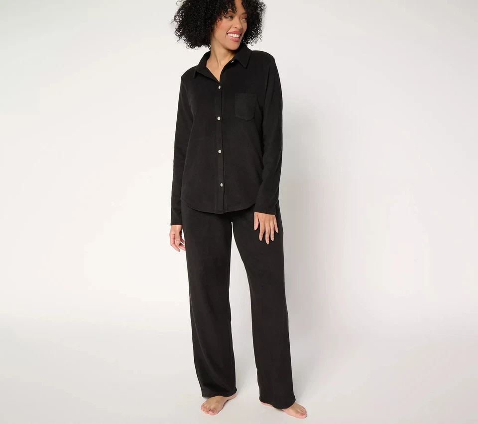 Cuddl Duds Petite Fleecewear Pantalones y Cuello Muesca Top Negro XL Nuevo Foto 1 de 1
