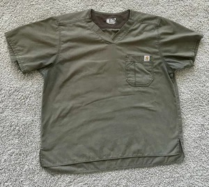 CARHARTT Scrub Top Men XL Ripstop Utility Army Green Pocket C15108 Medical - Picture 1 of 5