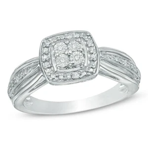 Anello cocktail fidanzamento matrimonio DIAMANTE stile Art Deco TG 8 argento sterling 925 - Foto 1 di 2