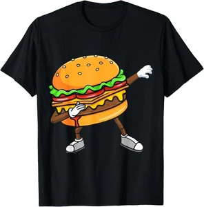 Funny Hamburger Art Kids Men Women Burger Lover Cute Dabbing T-Shirt Hoodie - Picture 1 of 12
