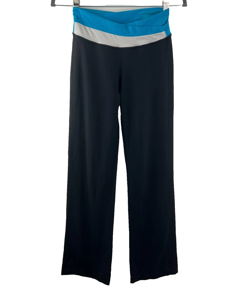 Pantalones Lululemon Astro Groove Yoga Azul Aqua Blanco Banda Cruzada 4 Foto 1 de 4