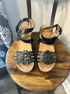 VIONIC Clarisa Black Multi Strap Open-Toe Wedge Sandal’s Size 8.5 40 Adjustable - Picture 1 of 8