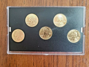 Five State Quarter Dollars Special Edition 24k Gold Plated - Picture 1 of 4
