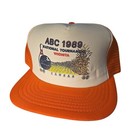 VTG ABC 1989 National Bowling Tournament Wichita KS Orange Trucker Hat Snapback
