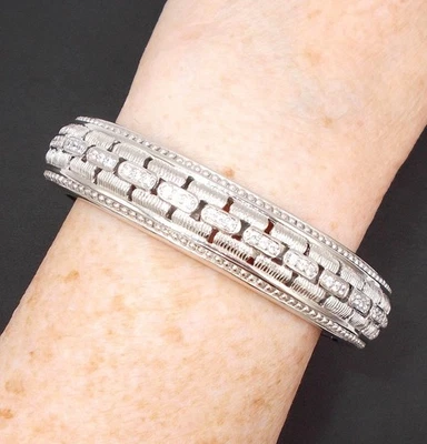 Judith Ripka Sterling Silver Diamonique Cubic Zirconia Hinged Cuff Bracelet 73 G - Image 1 of 4