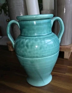 Vintage 9,75" seltene italienische Jade blau/grün Keramik Scheune Steingut Keramik Vase - Bild 1 von 7