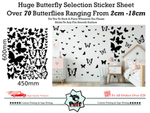Juego de pegatinas de mariposa cualquier color pared portátil vidrio automóvil vinilo pared nombre artístico - Imagen 1 de 3