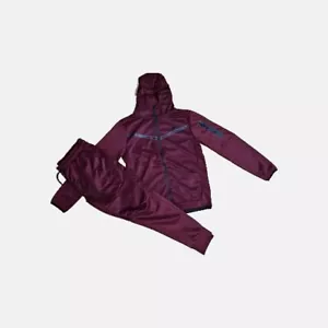 New Nike Tech Cotton Sweat Suit Hoodie & Joggers Men's Set Burgundy Medium. - Picture 1 of 5