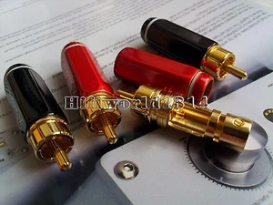 4x Hifi Gold Plated RCA Connector Plug phono audio cable - Picture 1 of 3